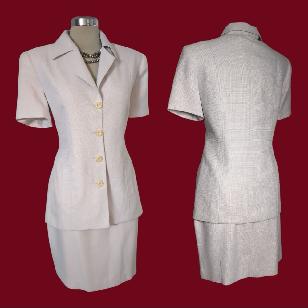 Elegant Cream Women's Skirt Suit Size S